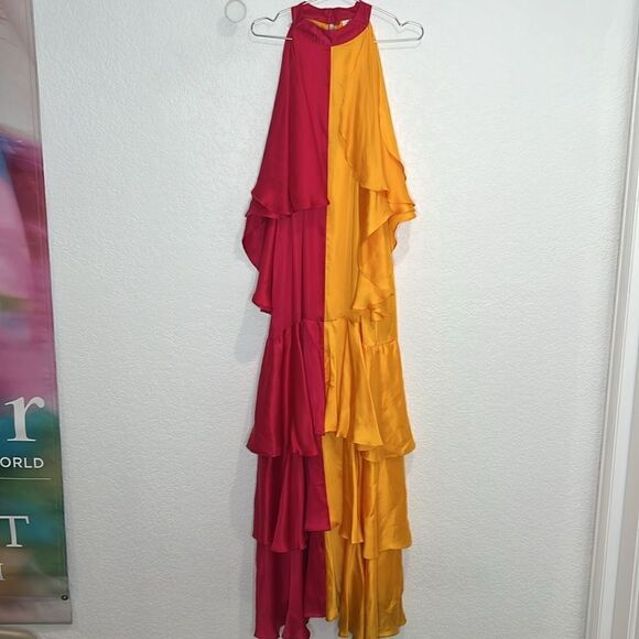 NWT Anthropologie Pinnacle by Shruti Sancheti Colorblock Ruffle Dress XL - Picture 2 of 16